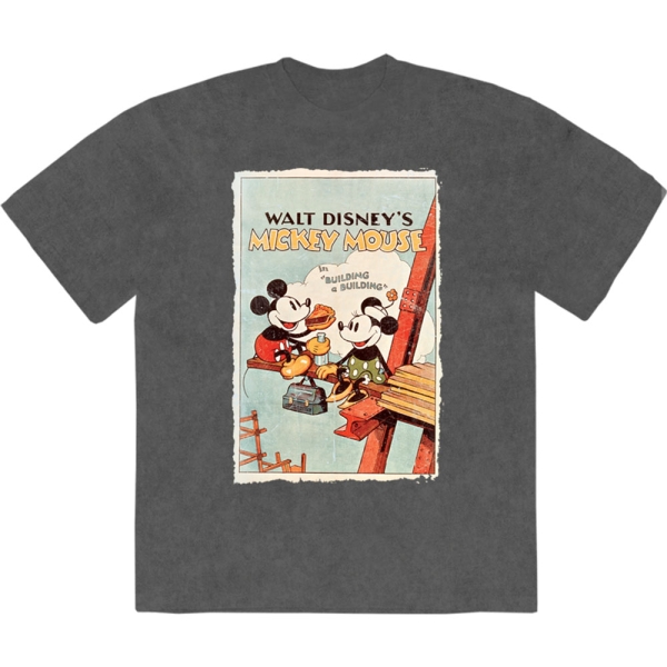Disney - Mickey Building A Building Stone Wash Uni Char T-Shirt in der Gruppe MERCHANDISE / T-shirt / Nyheter / Film-Musikal bei Bengans Skivbutik AB (5674020r)
