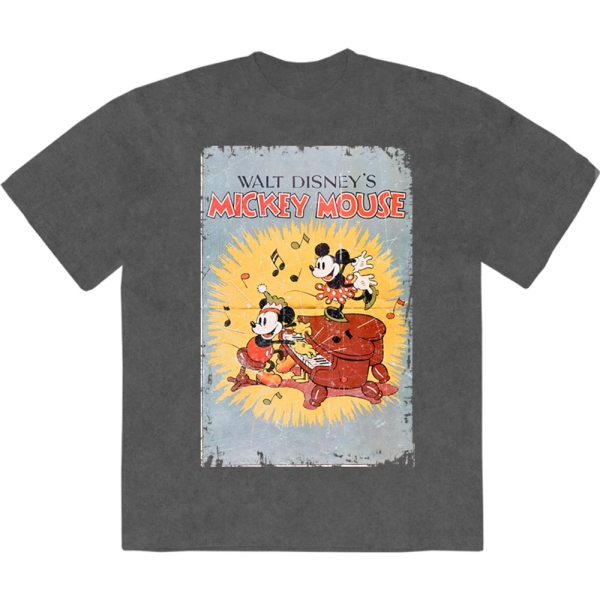 Disney - Mickey Piano Stone Wash Uni Char T-Shirt in der Gruppe MERCHANDISE / T-shirt / Nyheter / Film-Musikal bei Bengans Skivbutik AB (5674026r)