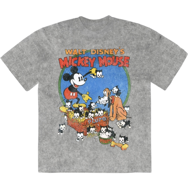 Disney - Mickey Cat Basket Stone Wash Uni Grey T-Shirt in der Gruppe MERCHANDISE / T-shirt / Nyheter / Film-Musikal bei Bengans Skivbutik AB (5674028r)