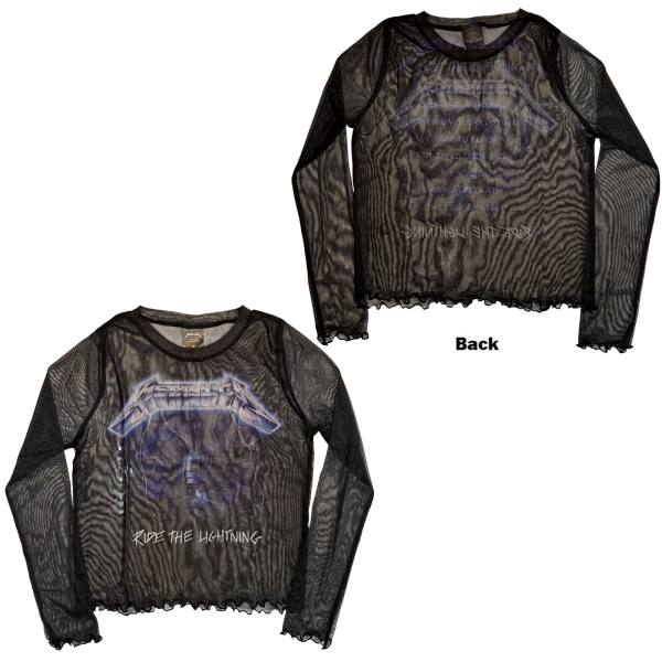 Metallica - Ride The Lightning Lady Bl Mesh Crop T-Shirt in der Gruppe MERCHANDISE / T-shirt / Nyheter / Hårdrock bei Bengans Skivbutik AB (5674536r)