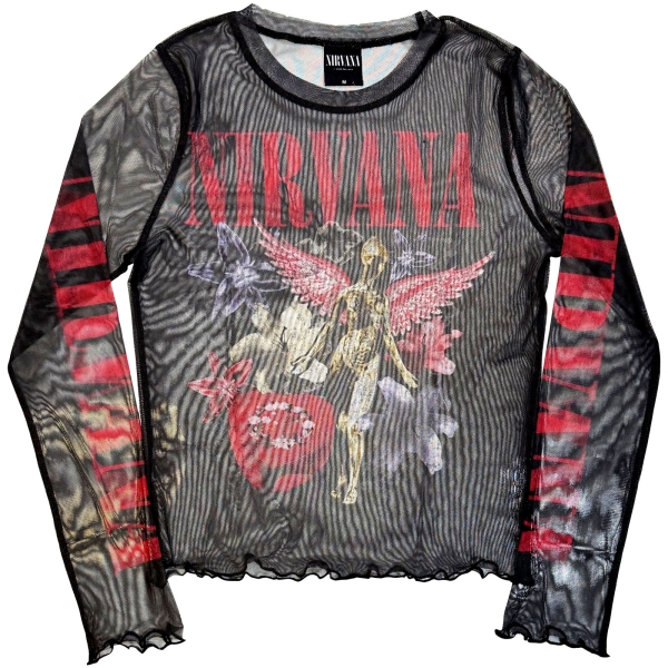 Nirvana - In Utero Vintage Collage Lady Bl Mesh Crop T-Shirt in der Gruppe MERCHANDISE / T-shirt / Nyheter / Pop-Rock bei Bengans Skivbutik AB (5674540r)