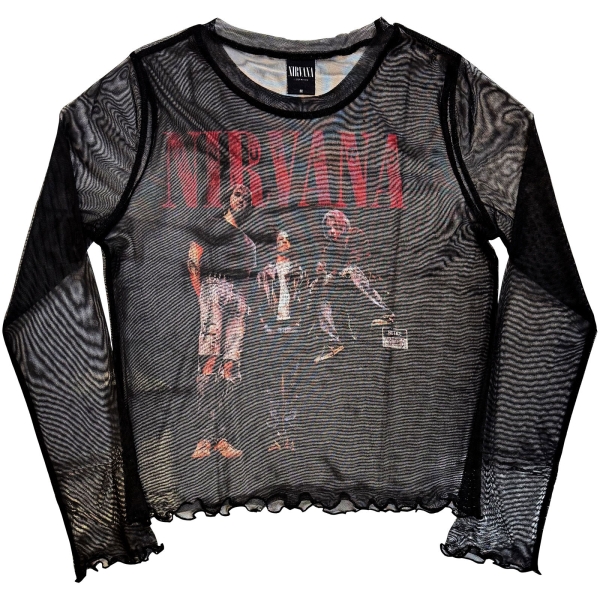 Nirvana - In Utero Band Photo Lady Bl Mesh Crop T-Shirt in der Gruppe MERCHANDISE / T-shirt / Nyheter / Pop-Rock bei Bengans Skivbutik AB (5674541r)