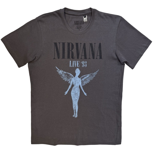 Nirvana - Unisex T-Shirt: Live 93 Angel (Charcoal Grey) in der Gruppe MERCHANDISE / T-shirt / Nyheter / Pop-Rock bei Bengans Skivbutik AB (5674542r)