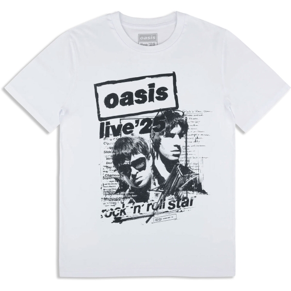 Oasis - Live 25 Rock N Roll Star Uni Wht T-Shirt in der Gruppe MERCHANDISE / T-shirt / Nyheter / Pop-Rock bei Bengans Skivbutik AB (5674546r)