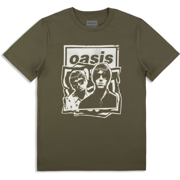 Oasis - Paper Cut Out Photo Khaki T-Shirt in der Gruppe MERCHANDISE / T-shirt / Nyheter / Pop-Rock bei Bengans Skivbutik AB (5674548r)