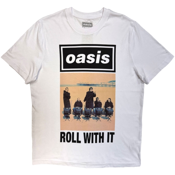 Oasis - Roll With It Single Cover Wht T-Shirt in der Gruppe MERCHANDISE / T-shirt / Nyheter / Pop-Rock bei Bengans Skivbutik AB (5674557r)