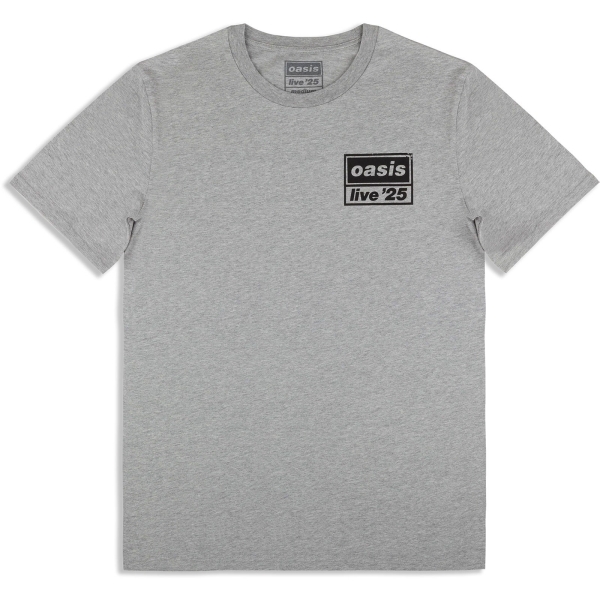 Oasis - Live 25 Distressed Lockup Pocket Grey T-Shirt in der Gruppe MERCHANDISE / T-shirt / Nyheter / Pop-Rock bei Bengans Skivbutik AB (5674559r)