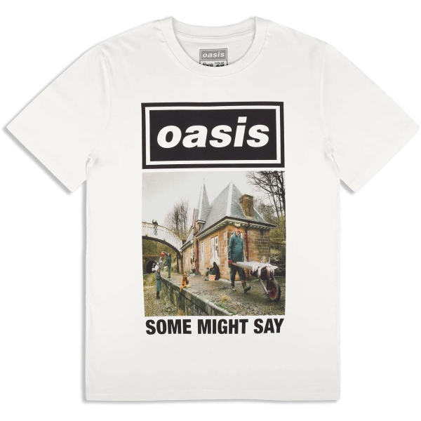 Oasis - Some Might Say Single Cover Wht T-Shirt in der Gruppe MERCHANDISE / T-shirt / Nyheter / Pop-Rock bei Bengans Skivbutik AB (5674572r)