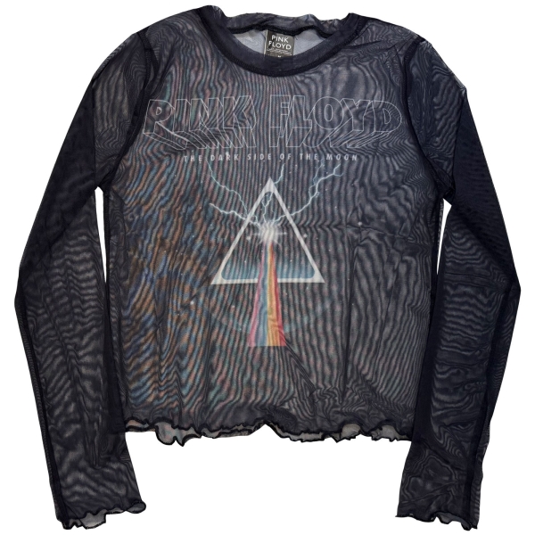 Pink Floyd - Lightning Prism Lady Navy Mesh Crop T-Shirt in der Gruppe MERCHANDISE / T-shirt / Nyheter / Pop-Rock bei Bengans Skivbutik AB (5674575r)