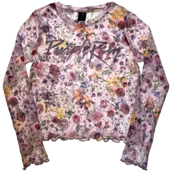 Prince - Purple Rain Logo Floral Lady Pink Mesh Crop T-Shirt in der Gruppe MERCHANDISE / T-shirt / Nyheter / RnB-Soul bei Bengans Skivbutik AB (5674578r)