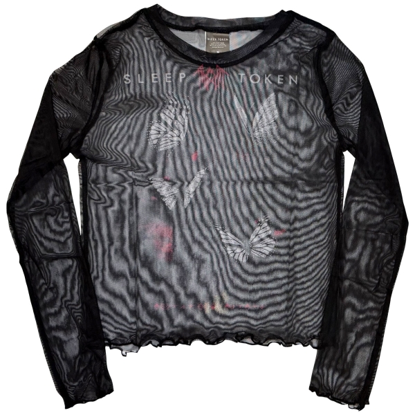 Sleep Token - Butterflies Lady Bl Mesh Crop T-Shirt in der Gruppe MERCHANDISE / T-shirt / Nyheter / Hårdrock bei Bengans Skivbutik AB (5674590r)