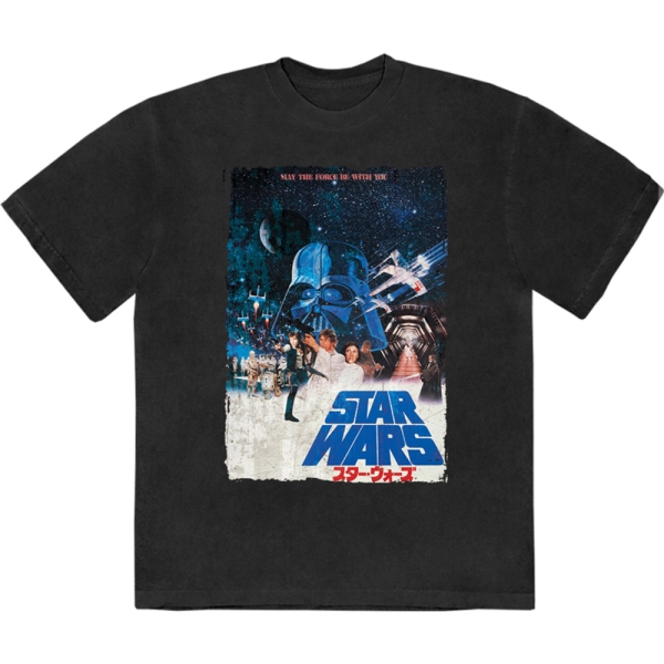 Star Wars - May The Force Be With You Stone Wash Uni Bl T-Shirt in der Gruppe MERCHANDISE / T-shirt / Nyheter / Film-Musikal bei Bengans Skivbutik AB (5674593r)
