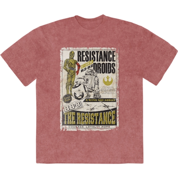 Star Wars - Resistance Droids Stone Wash Uni Kashmir Red T-Shirt in der Gruppe MERCHANDISE / T-shirt / Nyheter / Film-Musikal bei Bengans Skivbutik AB (5674595r)