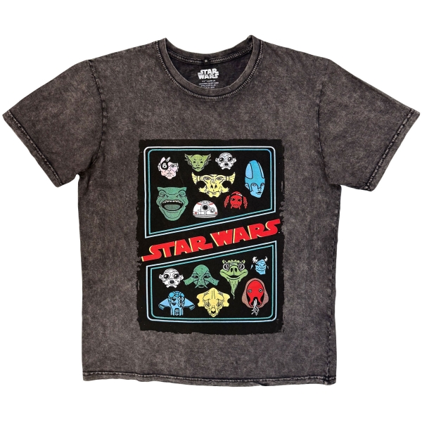 Star Wars - Alien Heads Stone Wash Uni Char T-Shirt in der Gruppe MERCHANDISE / T-shirt / Nyheter / Film-Musikal bei Bengans Skivbutik AB (5674602r)