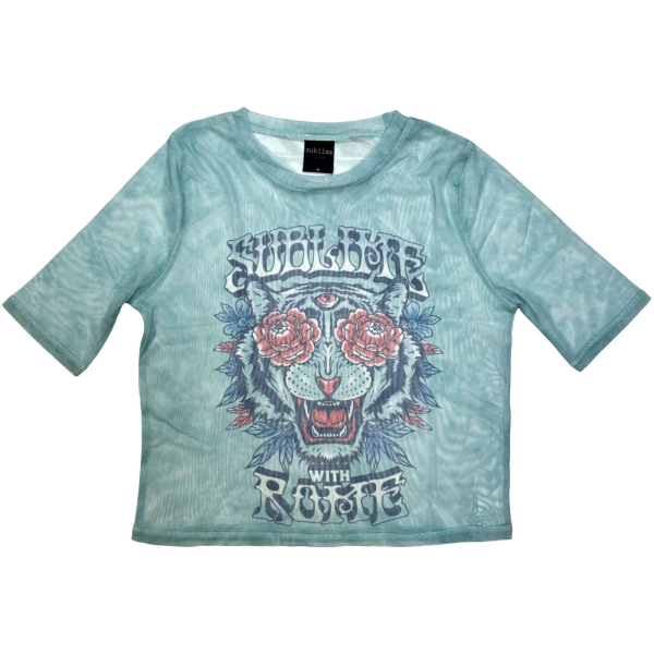 Sublime - With Rome Lady Lht Blue Mesh Crop T-Shirt in der Gruppe MERCHANDISE / T-shirt / Nyheter / Punk bei Bengans Skivbutik AB (5674605r)
