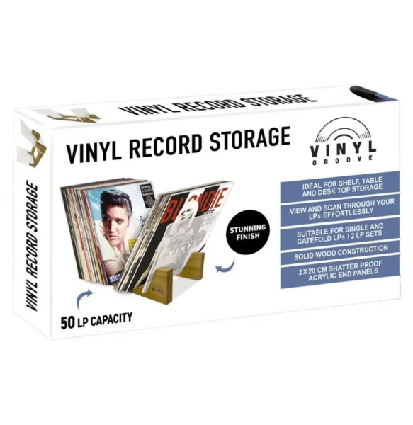 Vinyl Groove - Table Top 50 Lp Holder (Teak) in der Gruppe MERCHANDISE / Accessoarer / Kommande / Pop-Rock bei Bengans Skivbutik AB (5675888)