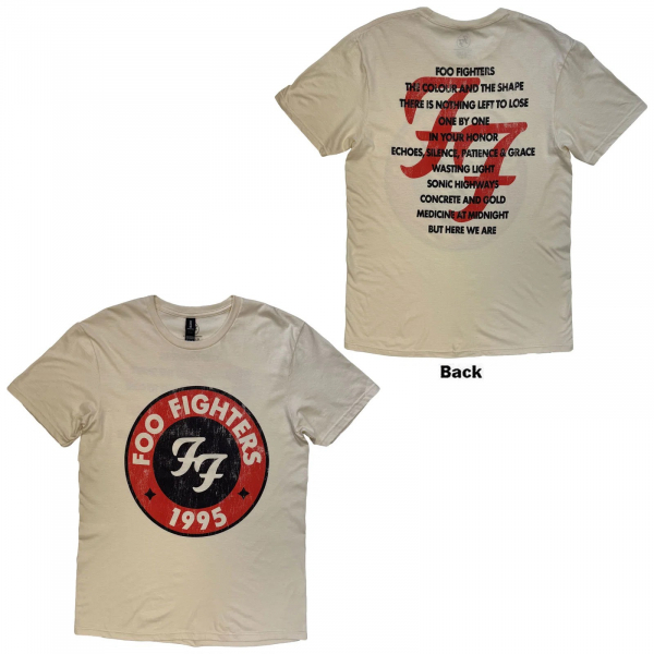 Foo Fighters - Unisex T-Shirt: 1995-2025 Albums (Natural) (Back Print) in der Gruppe MERCHANDISE / T-shirt / Kommande / Pop-Rock bei Bengans Skivbutik AB (5675964r)