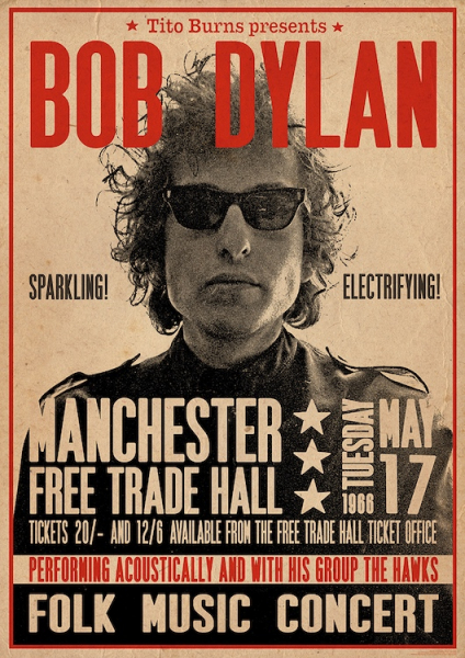 Bob Dylan - Manchester Free Trade Hall Concert Promo 91,5 X 61 Cm in der Gruppe MERCHANDISE / Poster / Pop-Rock bei Bengans Skivbutik AB (5676201)
