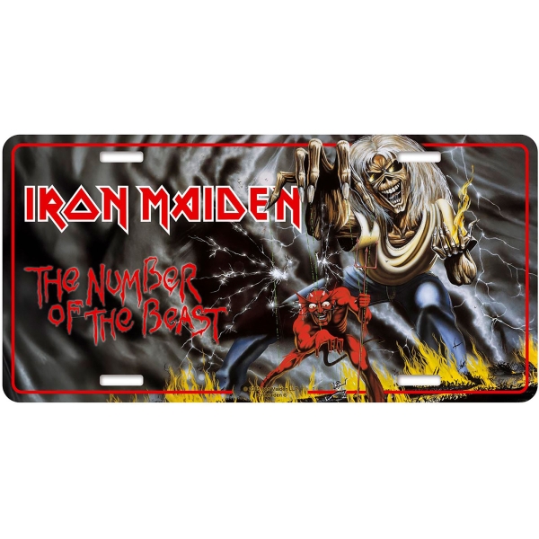Iron Maiden - Number Plate: Number Of The Beast in der Gruppe MERCHANDISE / Merch / Kommande / Hårdrock bei Bengans Skivbutik AB (5676498)