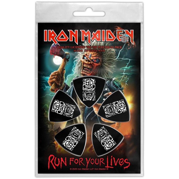 Iron Maiden - Tri-Tip Plectrum Pack: Run For Your Lives in der Gruppe MERCHANDISE / Merch / Kommande / Hårdrock bei Bengans Skivbutik AB (5676571)