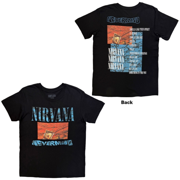 Nirvana - Unisex T-Shirt: Waves (Black) (Back Print) in der Gruppe MERCHANDISE / T-shirt / Kommande / Pop-Rock bei Bengans Skivbutik AB (5676578r)