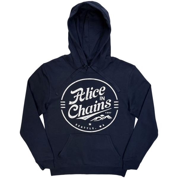 Alice In Chains - Circle Emblem (Navy Blue) Unisex Pullover Hoodie in der Gruppe MERCHANDISE / Kapuzenpullover / Kommande / Pop-Rock bei Bengans Skivbutik AB (5677241r)
