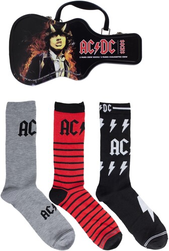 Ac/Dc - Crew Socks (3 Pack Collector Guitar Shape Tin) in der Gruppe MERCHANDISE / Strumpor / Heavy Metal bei Bengans Skivbutik AB (5680194)