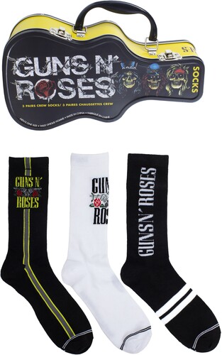 Guns N' Roses - Crew Socks (3 Pack Collector Guitar Shape Tin) in der Gruppe MERCHANDISE / Strumpor / Heavy Metal bei Bengans Skivbutik AB (5680196)