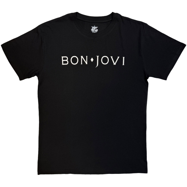 Bon Jovi - Logo Mono Uni Bl T-Shirt in der Gruppe MERCHANDISE / T-shirt / Kommande / Hårdrock bei Bengans Skivbutik AB (5680730r)