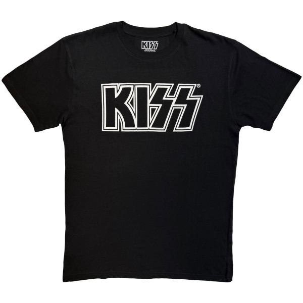 Kiss - Logo Mono Uni Bl T-Shirt in der Gruppe MERCHANDISE / T-shirt / Kommande / Hårdrock bei Bengans Skivbutik AB (5680757r)