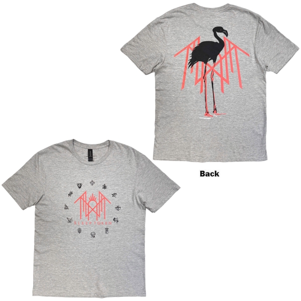 Sleep Token - Flamingo Pink Logo Uni Grey T-Shirt in der Gruppe MERCHANDISE / T-shirt / Kommande / Hårdrock bei Bengans Skivbutik AB (5680792r)
