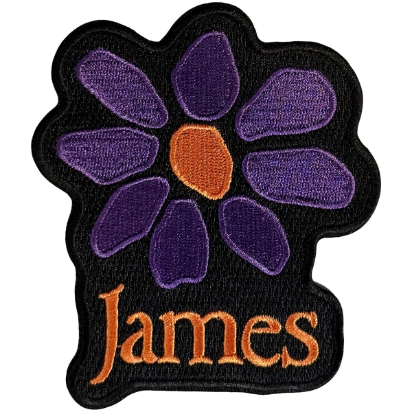 James - Orange Logo Purple Daisy Woven Patch in der Gruppe MERCHANDISE / Stoffaufnäher / / bei Bengans Skivbutik AB (5680921)