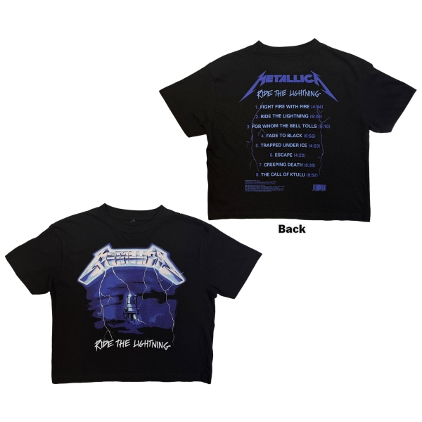 Metallica - Ride The Lightning Lady Bl Crop Top in der Gruppe MERCHANDISE / T-shirt / Kommande / Pop-Rock bei Bengans Skivbutik AB (5681170r)