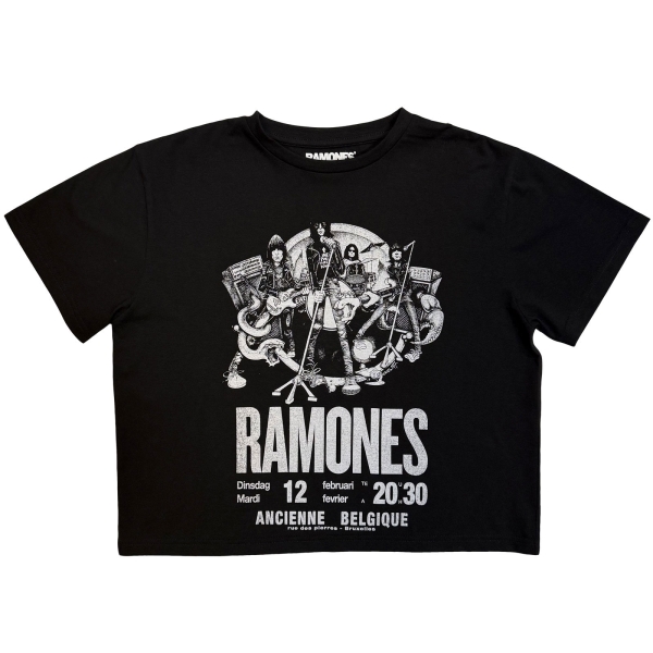 Ramones - Belgique Lady Bl Crop Top in der Gruppe MERCHANDISE / T-shirt / Kommande /  bei Bengans Skivbutik AB (5681184r)