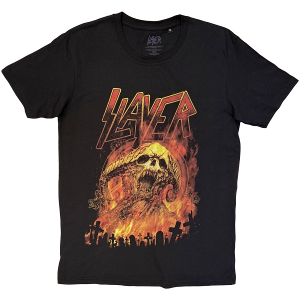 Slayer - Slayer Demoniac Distress Uni Bl T-Shirt in der Gruppe MERCHANDISE / T-shirt / Nyheter / Hårdrock bei Bengans Skivbutik AB (5683370r)