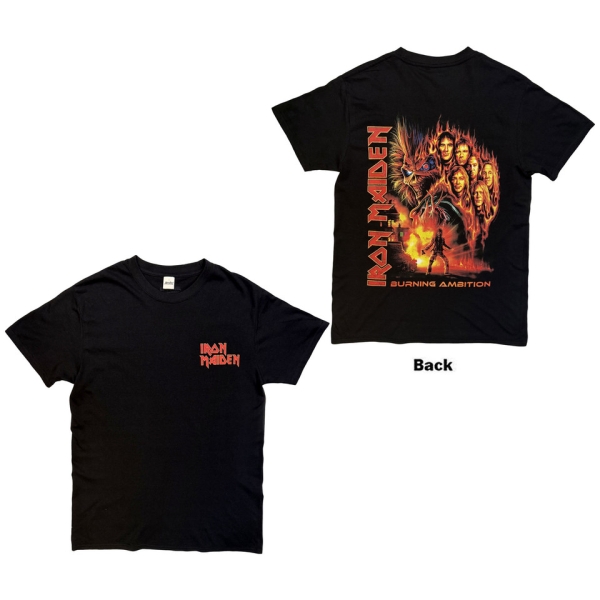 Iron Maiden - Burning Ambition Pocket Logo Uni Bl T-Shirt in der Gruppe MERCHANDISE / T-shirt / Heavy Metal bei Bengans Skivbutik AB (5683523r)