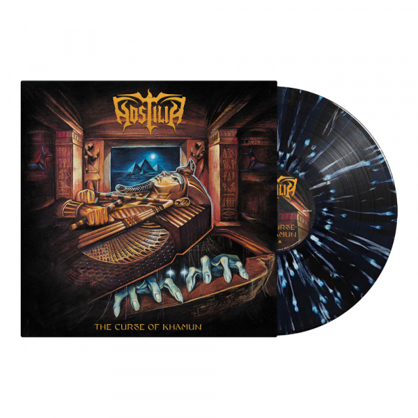 Hostilia - The Curse Of Khamun (Dark Night Blue Splatter Vinyl LP - Bengans Edition!) in der Gruppe VINYL / Kommande / Hårdrock bei Bengans Skivbutik AB (5684497)