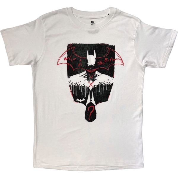 Batman - Who Is The Batman? Uni Wht T-Shirt in der Gruppe MERCH / Kleidung / T-Shirts bei Bengans Skivbutik AB (5685405r)