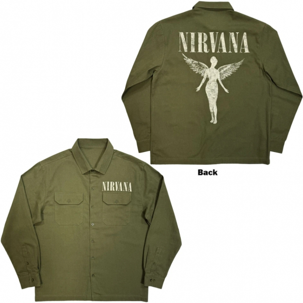 Nirvana - In Utero Logo Uni Green Casual Shirt in der Gruppe MERCH / Kleidung / Hemden & Poloshirts bei Bengans Skivbutik AB (5686953r)