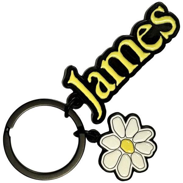 James - Yellow Logo White Daisy Charm Keychain in der Gruppe MERCHANDISE / Schlüsselanhänger / / bei Bengans Skivbutik AB (5690121)