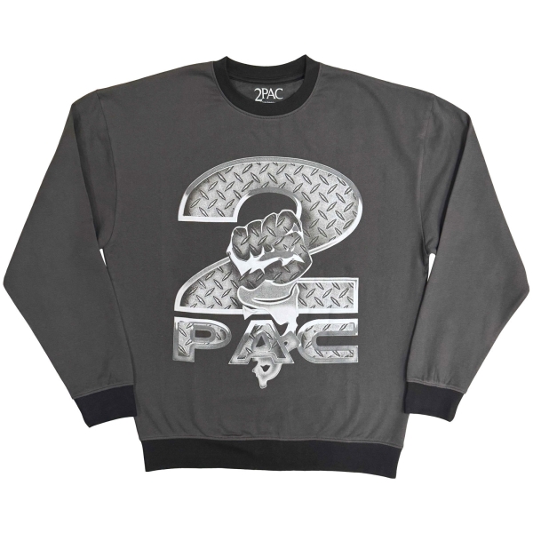 2Pac - Steel Logo Uni Grey Sweatshirt in der Gruppe MERCHANDISE / Sweatshirt / / bei Bengans Skivbutik AB (5692969r)