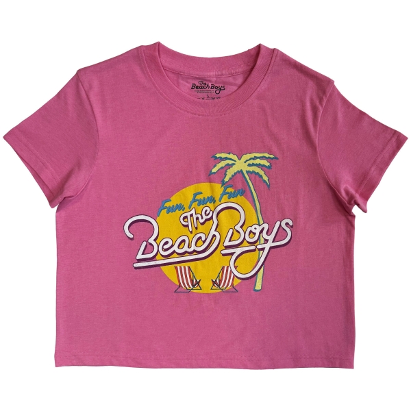 Beach Boys - Fun, Fun, Fun Lady Pink Crop Top in der Gruppe MERCHANDISE / T-shirt / Nyheter / Pop-Rock bei Bengans Skivbutik AB (5692973r)