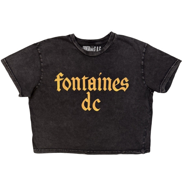 Fontaines D.C. - Gothic Logo Stone Wash Lady Char Crop Top in der Gruppe MERCHANDISE / T-shirt / Nyheter / Pop-Rock bei Bengans Skivbutik AB (5692986r)