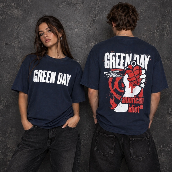 Green Day - American Idiot Grenade Unplugged Uni Navy T-Shirt in der Gruppe MERCHANDISE / T-shirt / Nyheter / Punk bei Bengans Skivbutik AB (5692989r)