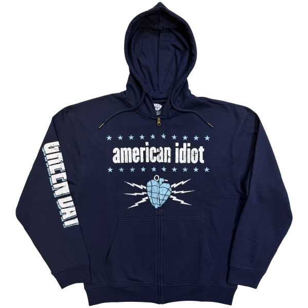 Green Day - American Idiot Electric Uni Navy Zip Hoodie in der Gruppe MERCHANDISE / Kapuzenpullover / Nyheter / Punk bei Bengans Skivbutik AB (5692990r)
