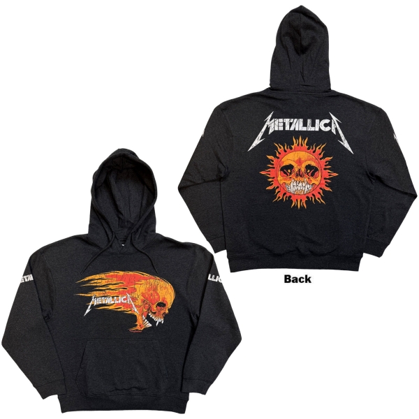 Metallica - Worn Pushead Flaming Skull Uni Char Hoodie in der Gruppe MERCHANDISE / Kapuzenpullover / Nyheter / Hårdrock bei Bengans Skivbutik AB (5693002r)