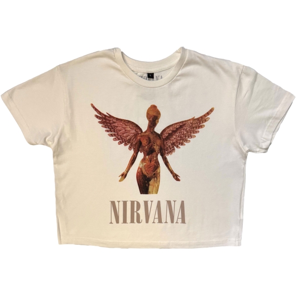 Nirvana - In Utero Stone Wash Lady Wht Crop Top in der Gruppe MERCH / Kleidung / T-Shirts bei Bengans Skivbutik AB (5693012r)