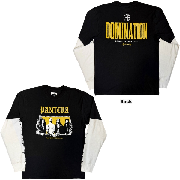 Pantera - Texas To Domination Uni Bl/Wht Layered Longsleeve in der Gruppe MERCHANDISE / T-shirt / Nyheter / Hårdrock bei Bengans Skivbutik AB (5693016r)