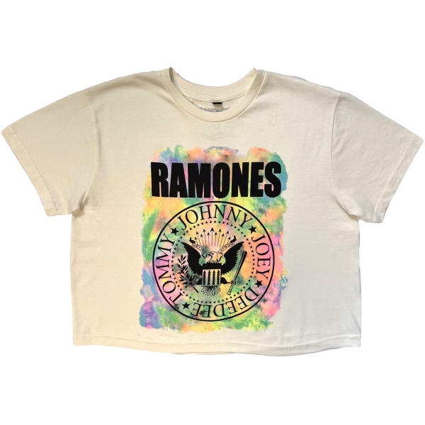 Ramones - Painted Seal Stone Wash Lady Wht Crop Top in der Gruppe MERCHANDISE / T-shirt / Nyheter / Punk bei Bengans Skivbutik AB (5693018r)