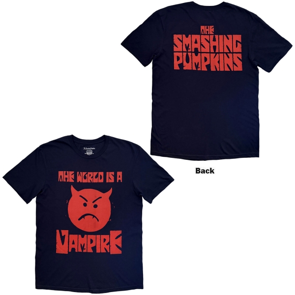 The Smashing Pumpkins - Red Face Vampire Uni Navy T-Shirt in der Gruppe MERCHANDISE / T-shirt / Nyheter / Pop-Rock bei Bengans Skivbutik AB (5695046r)